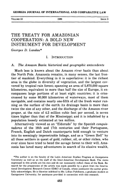 The Treaty for Amazonian Cooperation: A Bold New Instrument for