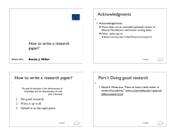 Doing good research - Department of Computer Science