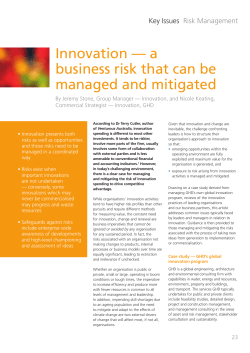 Innovation &mdash; a business risk that can be managed and
