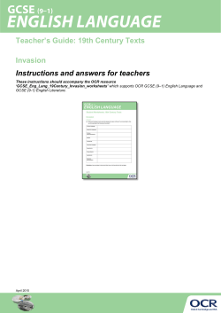 19th century texts: Invasion - Teacher instructions