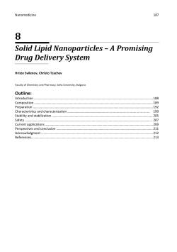 Solid Lipid Nanoparticles &ndash; A Promising Drug Delivery System