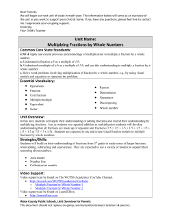 Unit Name: Multiplying Fractions by Whole Numbers