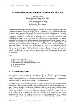Le terme et le concept : fondements d`une