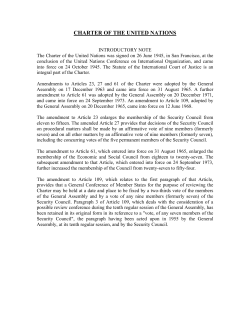 CHARTER OF THE UNITED NATIONS