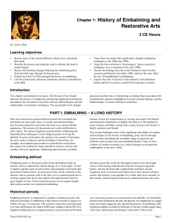 Chapter 1: History of Embalming and Restorative Arts