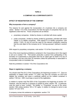 Law of Assoociations - &copy; JV Gooley &ndash; June 2011 Page 1 TOPIC 4 A