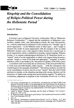 Kingship and the Consolidation of Religio