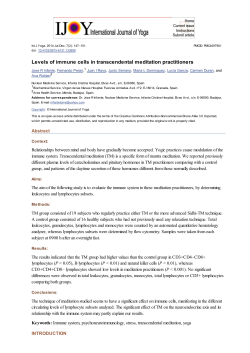 Levels of immune cells in transcendental meditation practitioners