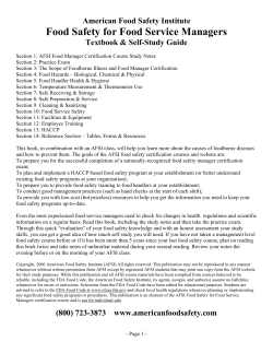 American Food Safety Institute Food Safety for Food Service
