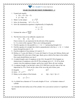 YEAR 9 MATHS REVISION WORKSHEET – 2 1. Expand and