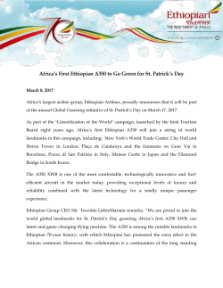 Africa`s First Ethiopian A350 to Go Green for St. Patrick`s Day