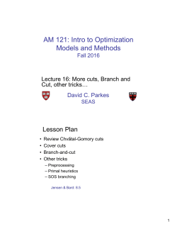 Cuts, branch and cut, other tricks