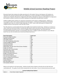 Middle School Summer Reading Project