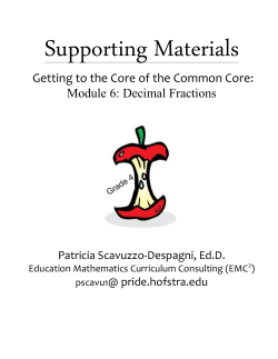 Getting to the Core of the Common Core: Module 6: Decimal Fractions