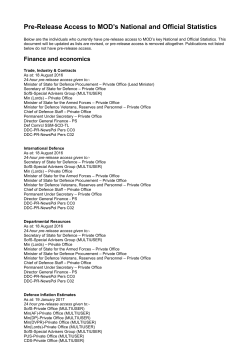 Pre-release access to MOD`s National and Official Statistics