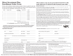 Direct Investment Plan Enrollment Order Form