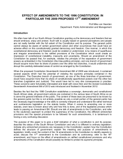 effect of amendments to the 1996 constitution: in particular the 2009
