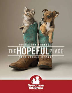 Click here to the Operation Kindness 2014 Annual Report.