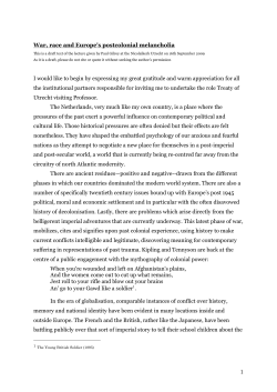 1 War, race and Europe`s postcolonial melancholia I would like to