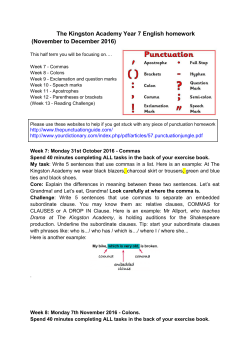 The Kingston Academy Year 7 English homework (November to