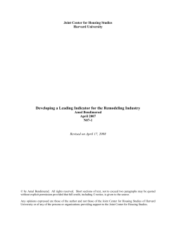 N07-1: Developing a Leading Indicator for the Remodeling Industry.