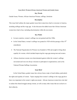 Issue Brief: Women/African-American Women and Gender Issues