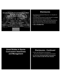 Dr. R. Stern: CTE in 2016