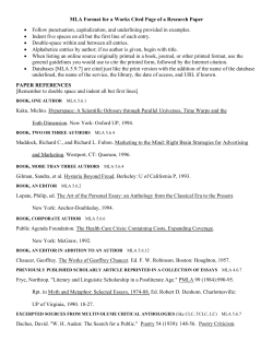 MLA Format for a Works Cited Page of a Research Paper