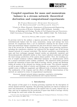 Coupled equations for mass and momentum balance in a stream