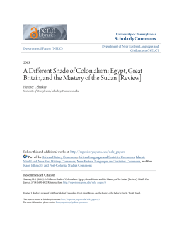 A Different Shade of Colonialism: Egypt, Great Britain, and the