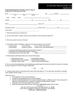 El Salvador Mission/Study Trip Application