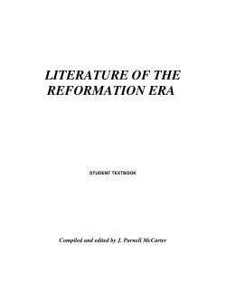 LITERATURE OF THE REFORMATION ERA