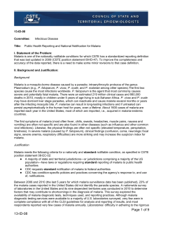 Public Health Reporting and National Notification for Malaria
