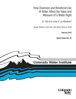 How Diversion and Beneficial Use of Water Affect the Value and