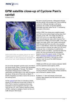 GPM satellite close-up of Cyclone Pam`s rainfall