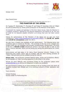the phantom of the opera - Sir Henry Floyd Grammar School