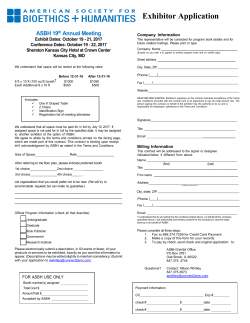 Reserve Your Booth Today! - American Society for Bioethics and
