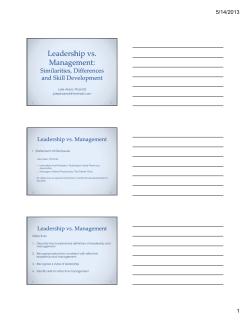 Leadership vs. Management - Washington State Pharmacy