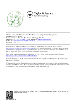 "By the Strength of Fancie": Witchcraft and the Early Modern