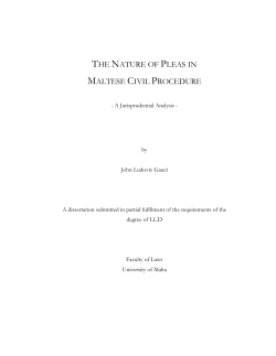 The Nature of Pleas in Maltese Civil Procedure by John Ludovic Gauci
