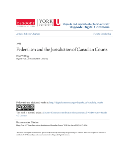 Federalism and the Jurisdiction of Canadian Courts