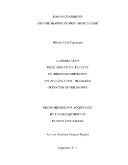 ROMAN CENSORSHIP AND THE SHAPING OF