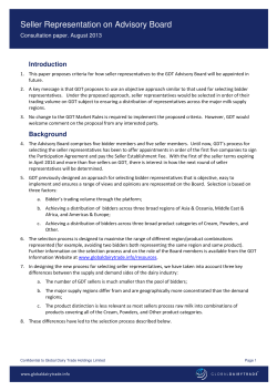 Seller Representation on Advisory Board