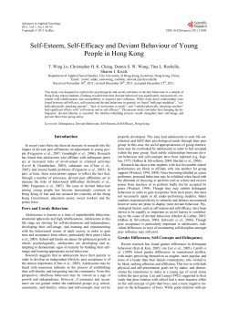 Self-Esteem, Self-Efficacy and Deviant Behaviour of Young People