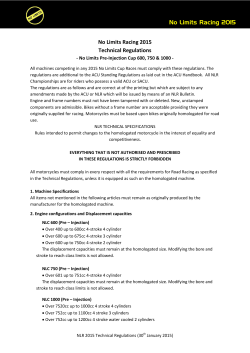 No Limits Racing 2015 No Limits Racing 2015 Technical Regulations