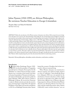 Julius Nyerere (1922-1999), an African Philosopher, Re