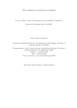 The evolution of research on dyslexia