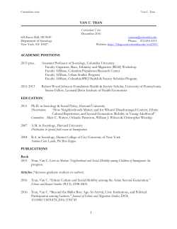 1 VAN C. TRAN ACADEMIC POSITIONS 2013