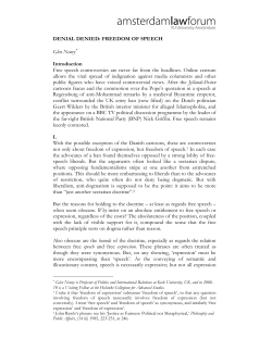 DENIAL DENIED: FREEDOM OF SPEECH Glen Newey∗ Introduction Free