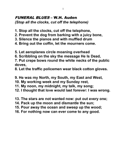 FUNERAL BLUES &ndash; W.H. Auden (Stop all the clocks, cut off the